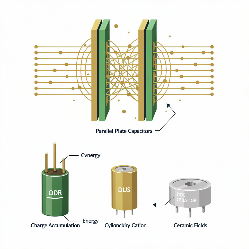 Ilustração científica de capacitores