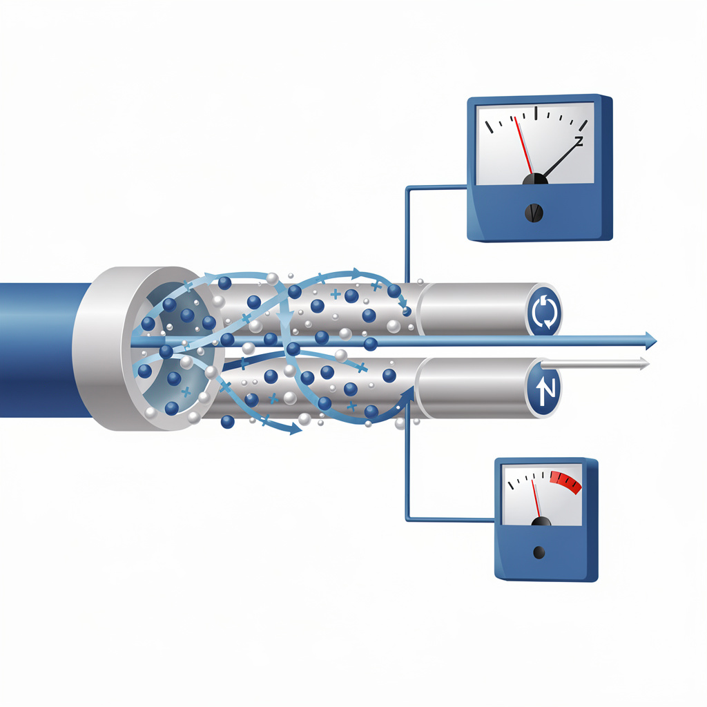 Ilustração científica de corrente elétrica