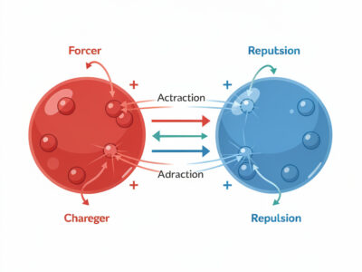 Ilustração científica da força de Coulomb