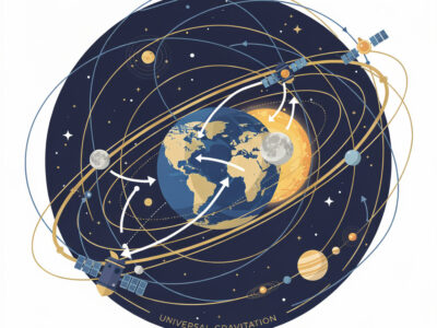 Ilustração científica de gravitação universal