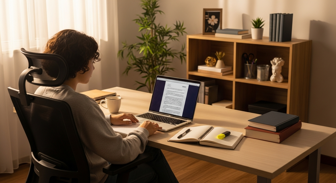 Ambiente de estudo organizado e produtivo