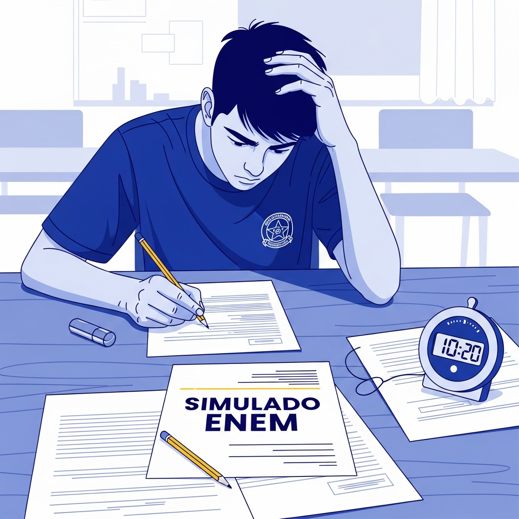 Estudante fazendo simulado diagnóstico