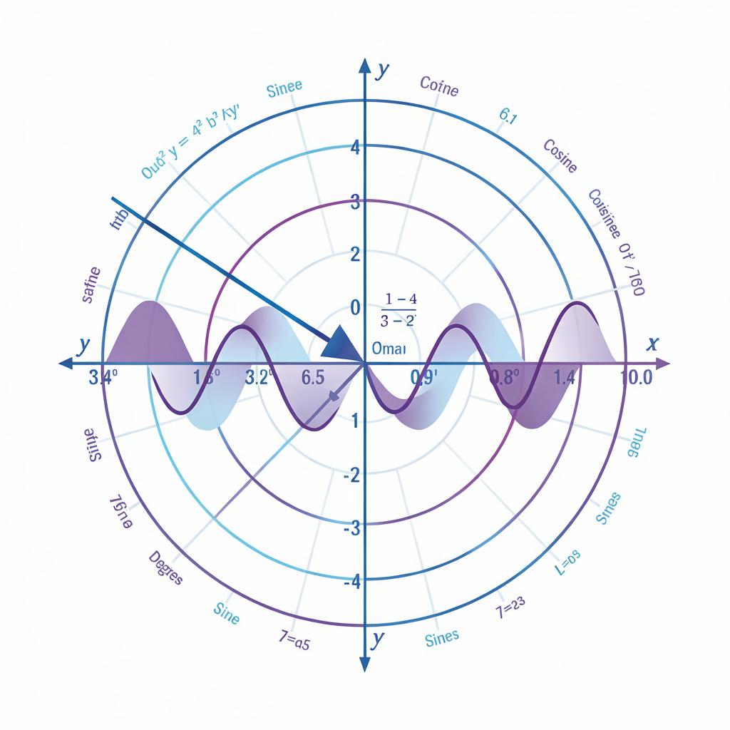 Ilustração do círculo trigonométrico com seno e cosseno