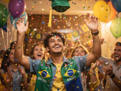 Jovem celebrando aprovação no vestibular - ProUni 2026